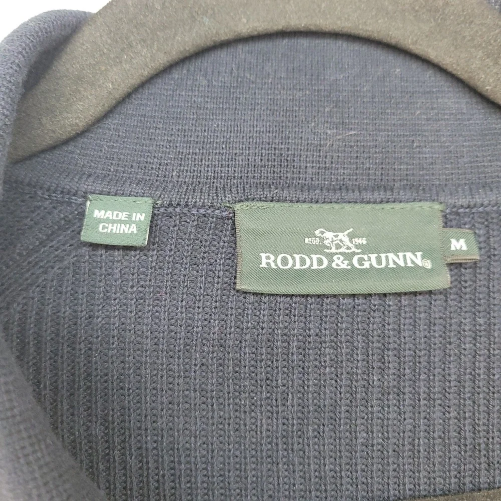 Rodd & Gunn Polo Sweater Mens Medium Navy Blue Ribbed Knit Australian Cotton